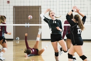 Girls playing Volleyball at the junior national championships. 